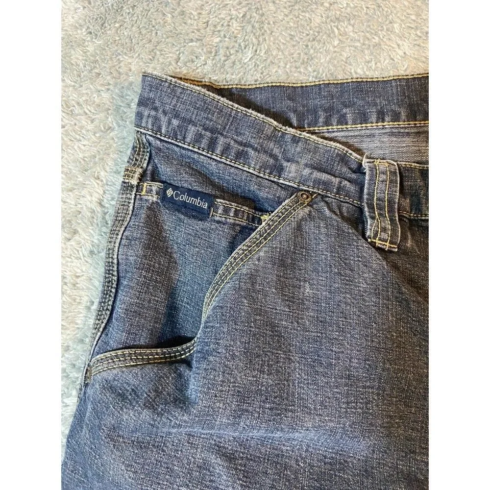 Columbia Sportswear Shorts Mens 40 x 8 Blue Denim Carpenter Ultility Pockets